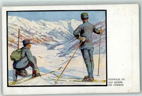 Nr. 145 sign. Osswald Soldaten auf Skiern