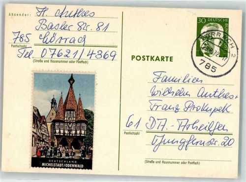 64720 W6120 Michelstadt Ganzsache