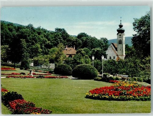 Bad Brückenau Kath. Kirche Park Blumen Laterne Uhr
