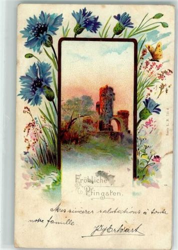 1901 Kornblumen Ruine Schmetterling Serie L B. 711 d