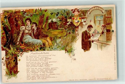 1900 Mailiedchen - Alimente Storch - Erotik Poesie / Liebe