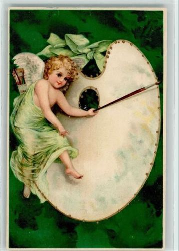 1899 Serie Farbpalette Pinsel AK