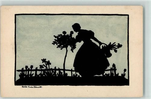 sign. Gerda Luise Schmidt Meissner u. Buch Serie 2322 Frau mit Rosen AK