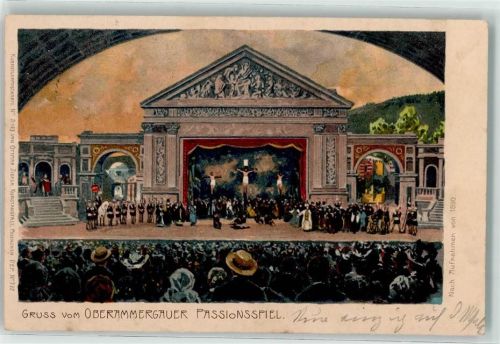 W8103 Oberammergau Künstlerkarte Nr. 2411 Passionsspiel Bühne Zieher Ottmar 1900