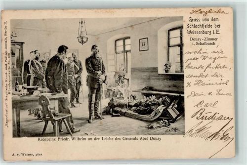 Steinseltz 1903 Kronprinz Friedr. Wilhelm an der Leiche des Generals Abel Douay in Schafbusch