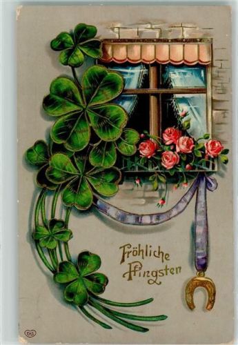 1911 Vierblättriger Klee Hufeisen Rosen Fenster EAS