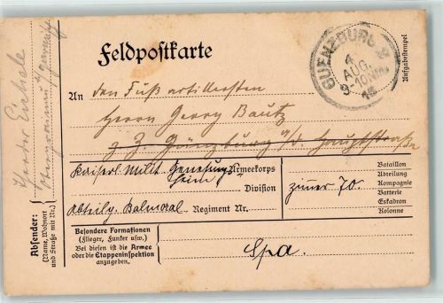 Günzburg 1915 Feldpostkarte