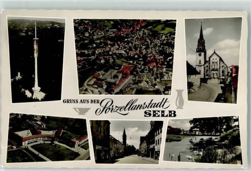 Selb Grafenmühlteich Schwäne Funkturm Kirche Fliegeraufnahme