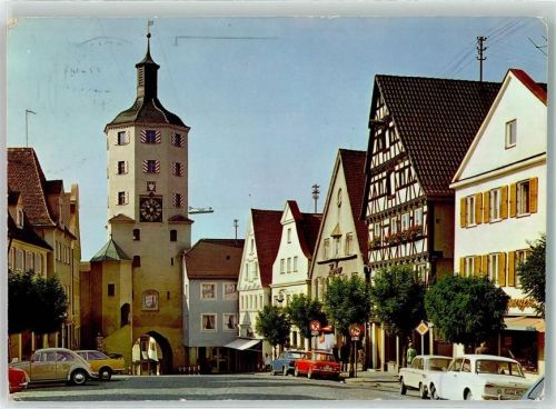 Günzburg Marktplatz Stadttor VW-Käfer Fachwerkhaus
