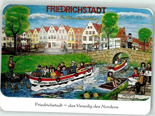 Friedrichstadt Venedig des Nordens Holländer Siedlung Boot Karikatur Willhöfts Holländische Stube