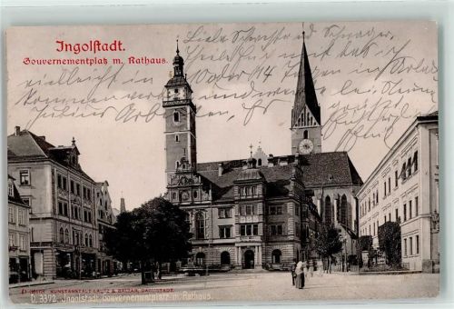 Ingolstadt 1903 Gouvermentplatz m. Rathaus
