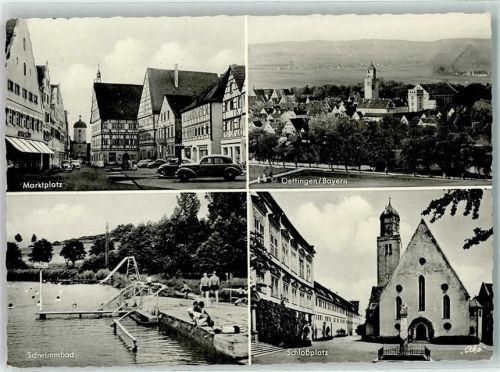 86732 W8867 Oettingen i.Bay. - Marktplatz Fachwerkhäuser Schwimmbad Schloßplatz