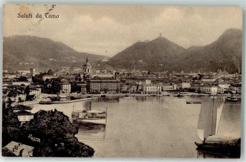 Como 1915 Hafen Dampfer Segelboot