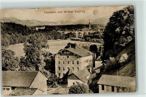 Traunstein 1916 Eisenbahnviadukt Wildbad Empfing