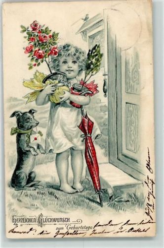 1904 Geburtstag Kind Schirm