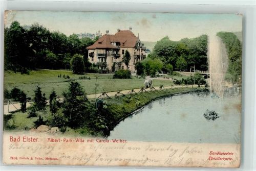 Bad Elster 1908 Albert Park Villa mit Carola Weiher Fontäne