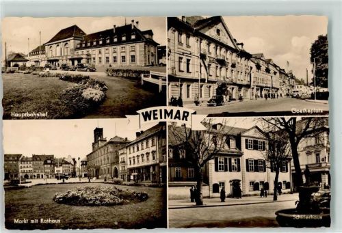 Weimar Hauptbahnhof Goetheplatz Markt mit Rathaus Schillerhaus