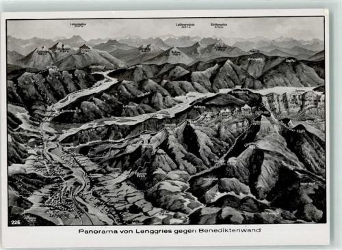 Lenggries Panoramakarte Nr.226 Vogelschau Benediktenwand