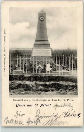 Gravelotte 1907 Denkmal des 4. Garde-Regts. zu Fuß bei St. Privat