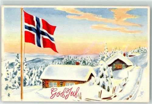 Oslo Ort lt. Verlag Fahne Winter Schnee