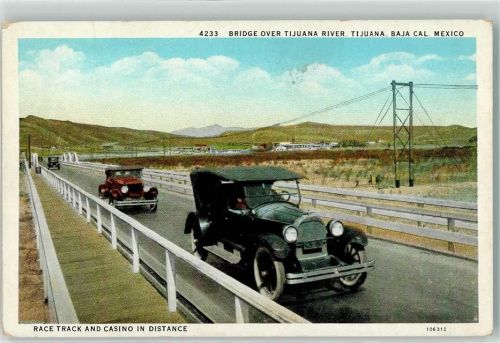 Tijuana Race Track and Casino in Distance Bridge over Tijuana River Oldtimer