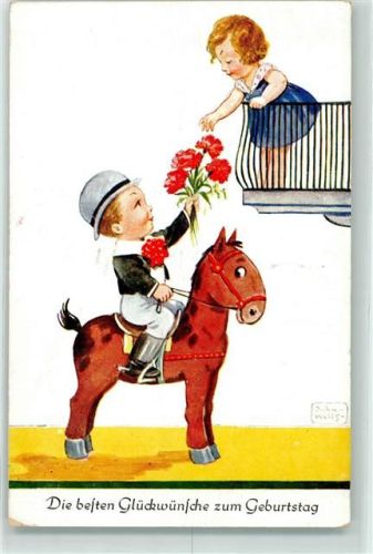 Geburtstag Pony Kinder Blumen Nr.7063-1