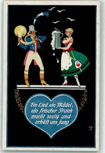 1919 Moderne Kunst Tanz der Herzen Nr. 256 Bier Poesie / Liebe