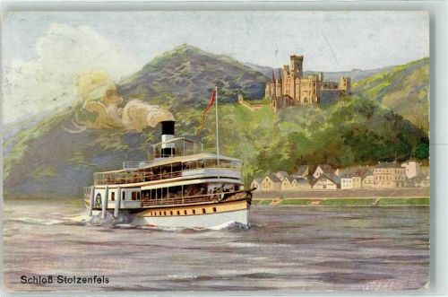 Koblenz Raddampfer Schloss Stolzenfels Künstlerkarte