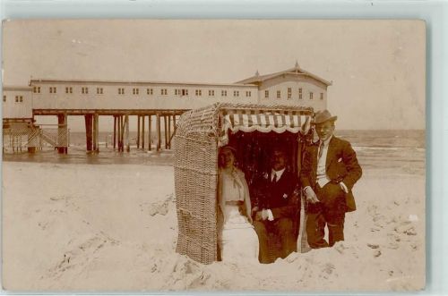 1918 Seebrücke Strandkorb AK