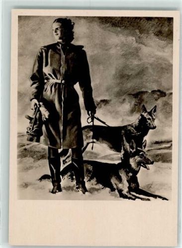 Mädchen mit Hund sign. Jul. Engelhard