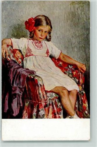 1919 Kinderporträt Mädchen mit Zöpfe AK