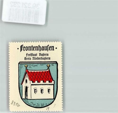 Frontenhausen Wappen Kaffee Hag Nr. 17 ca. 1920-1940 Weoßes Haus mit rotem Dach