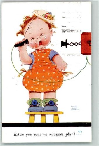 1936 Telefon Humor Kind weint AK