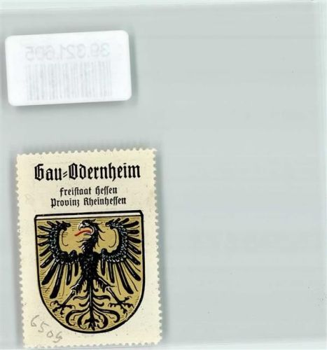 Gau-Odernheim Vignette Wappen Freistaat Hessen Provinz Rheinhessen