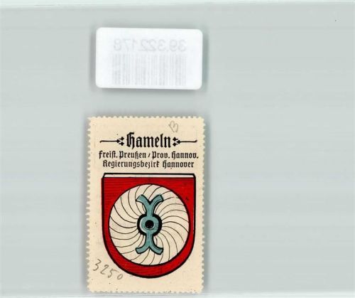 Hameln Vignette Wappen Freist. Preußen Prov. Hannover Regierungsbezirk Hannover