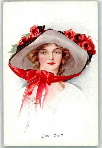 1914 Just Out - Hutmode mit Mohnblumen Serie 6887/2