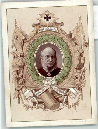 Gedenkblatt König von Sachsen Friedrich August III. Lithographie