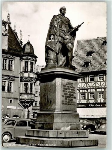 Coburg Marktplatz Albertdenkmal VW-Käfer VW-Bulli T1 Fachwerkhaus