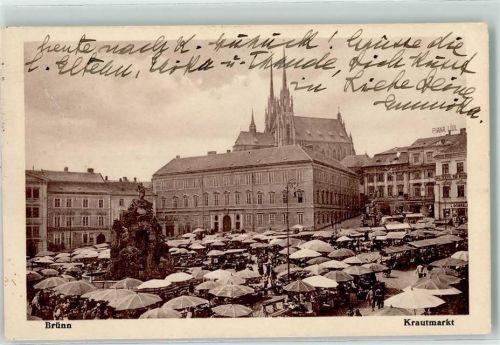 Brno Krautmarkt Marktszene Geschäfte Kirche