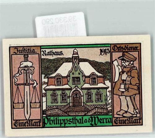 Philippsthal 1921 Notgeld 1 Mark Philippstal an der Werra Rathaus 1913