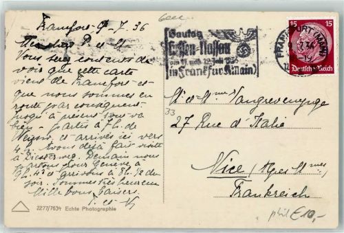 Frankfurt Gautag Hessen-Nassau Juli 1936 Eiserner Steg Mainkai