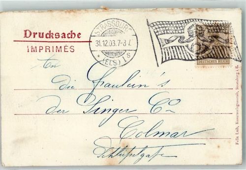 Strasbourg 1903 Flaggenstempel Kleberplatz Münster