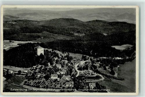 94163 W8391 Saldenburg Foto AK Fliegeraufnahme Jugendherberge