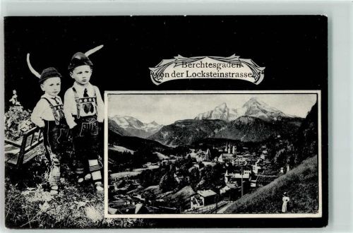 Berchtesgaden Locksteinstraße Kleine Jungs in Lederhosen Bayer. Tracht