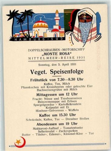Monte Rosa Mittelmeer-Reise 1931 Sonntag 5. April