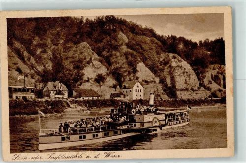 Bodenwerder Raddampfer Stein oer Teufelsmühle an der Weser