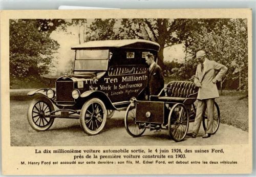 10 Millionste Auto Ford Werk 1924 Henry Ford und Sohn Edsel Ford
