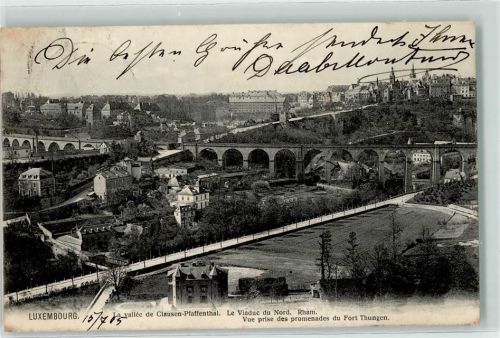 Clausen 1905 la vallee de Clausen Pfaffenthal le Viaduc du Nord