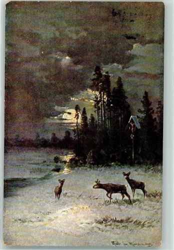 1930 Jagdtiere Rhe Wegekreuz AK