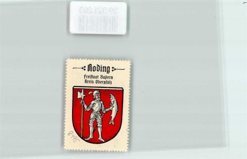 Roding Wappen Kaffee Hag ca. 1920-1940 Gerüsteter Mann Hellebarde Fisch